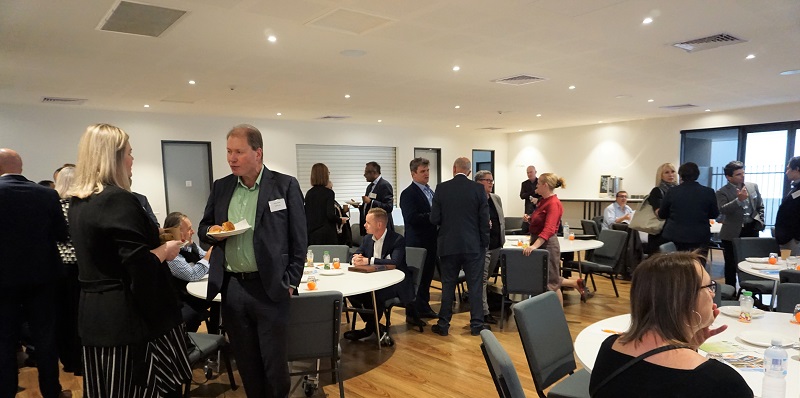 Attendees networking at Melboourne's North Food Group business briefing and networking forum