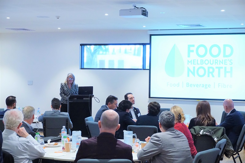 Margaret McLelland speaking at the Melbourne's North Food Group business briefing and networking forum