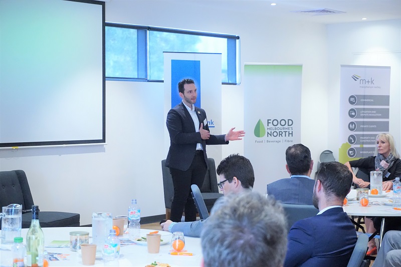 Maurizio Marcocci speaking at the Melbourne's North Food Group business briefing and networking forum