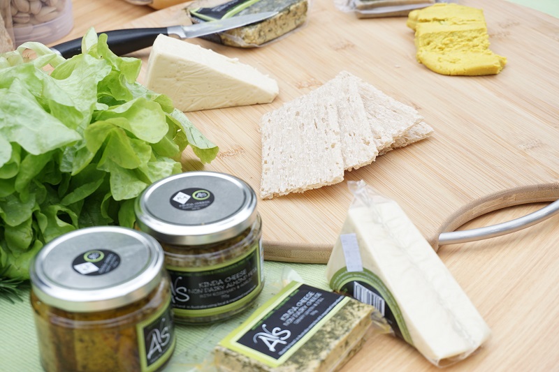 AVS Organic Foods cheeses on a board